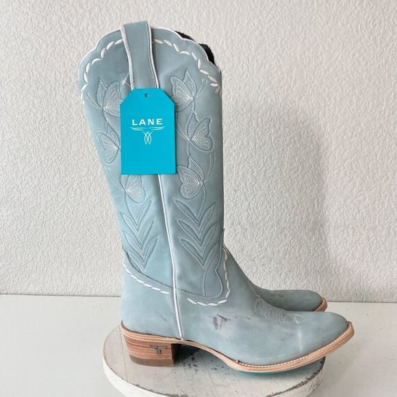 Lane SWEET MEMORIES Knee High Womens Cowboy Boots 12 Light Blue Cowgirl Western - Picture 2 of 11